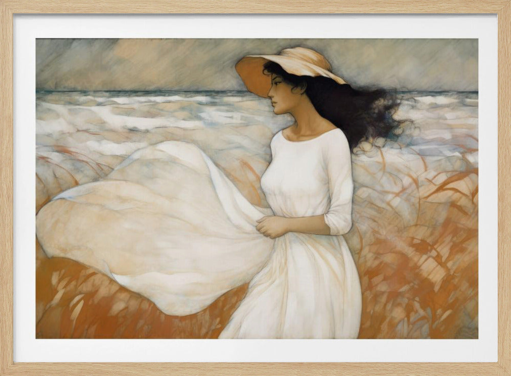 Winderige wandeling langs de kust | Poster