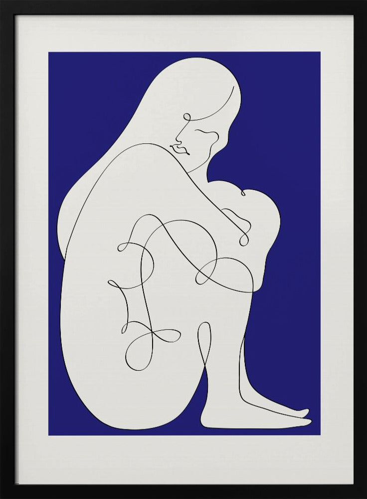 Zittende vrouw blauw | Poster