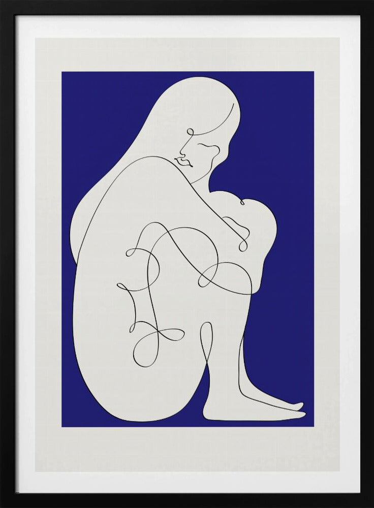 Zittende vrouw blauw | Poster