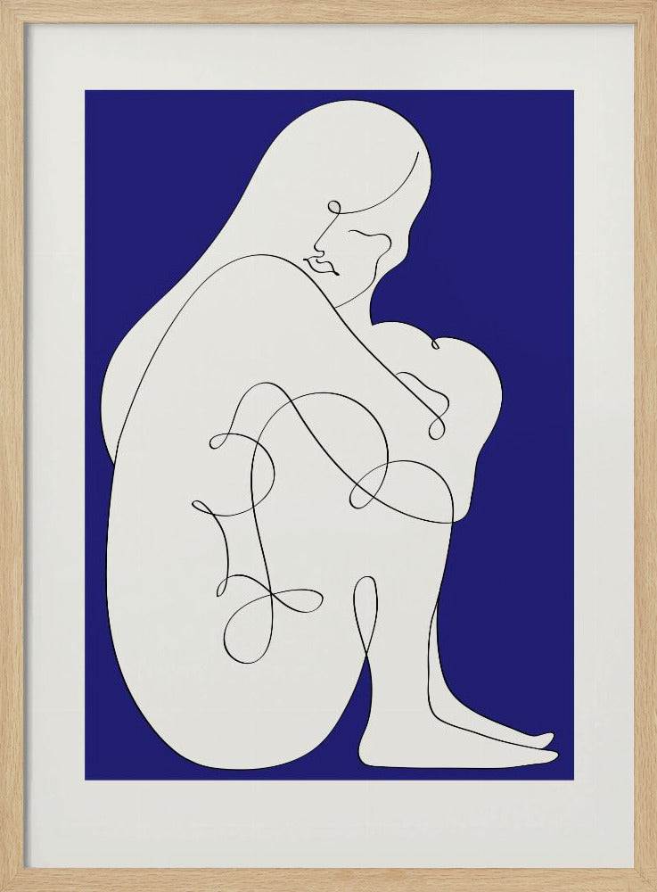 Zittende vrouw blauw | Poster