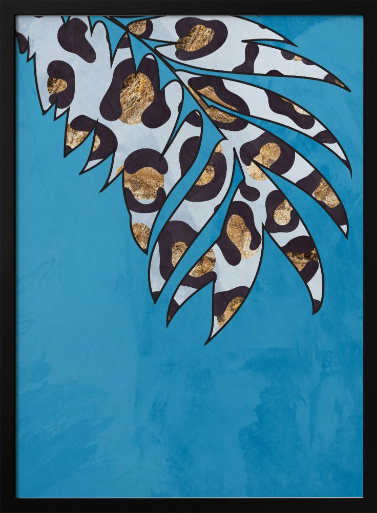 Blauw luipaardprint dierenblad | Poster