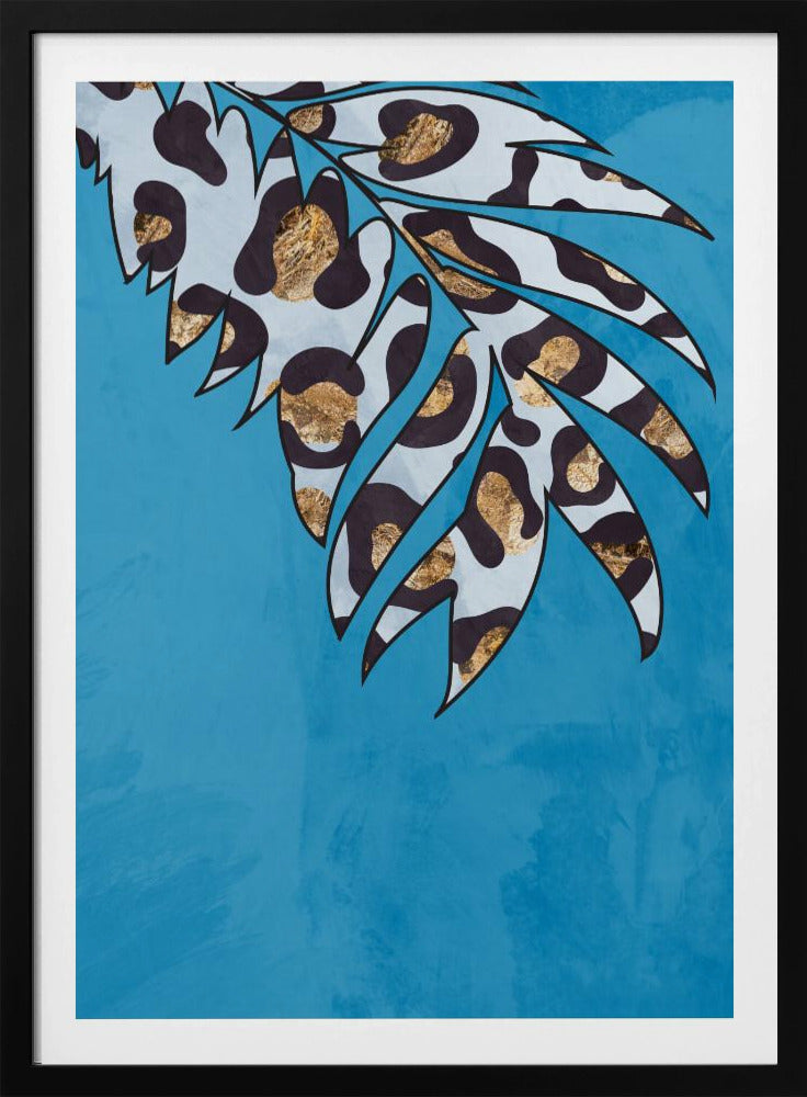 Blauw luipaardprint dierenblad | Poster