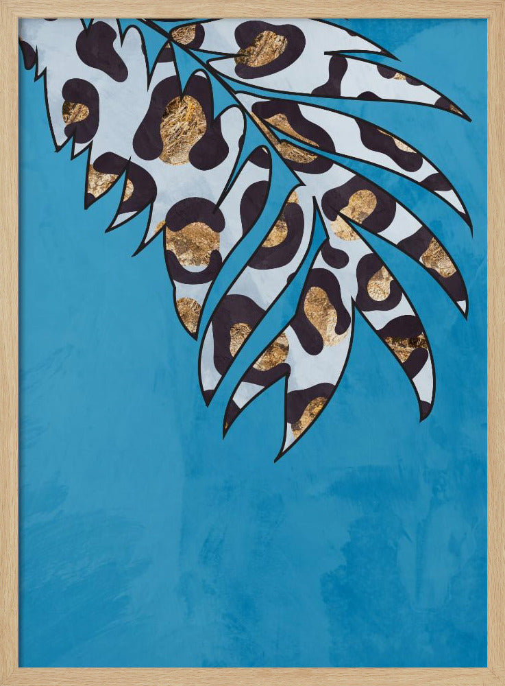Blauw luipaardprint dierenblad | Poster