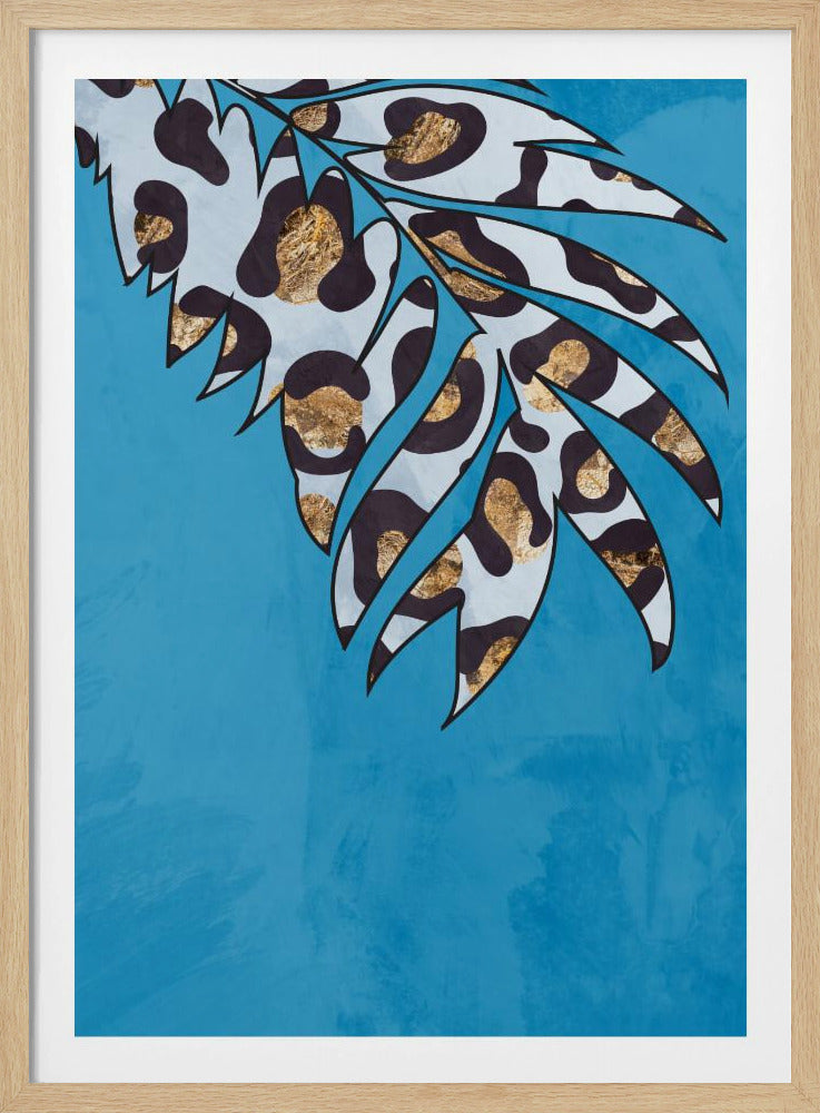 Blauw luipaardprint dierenblad | Poster