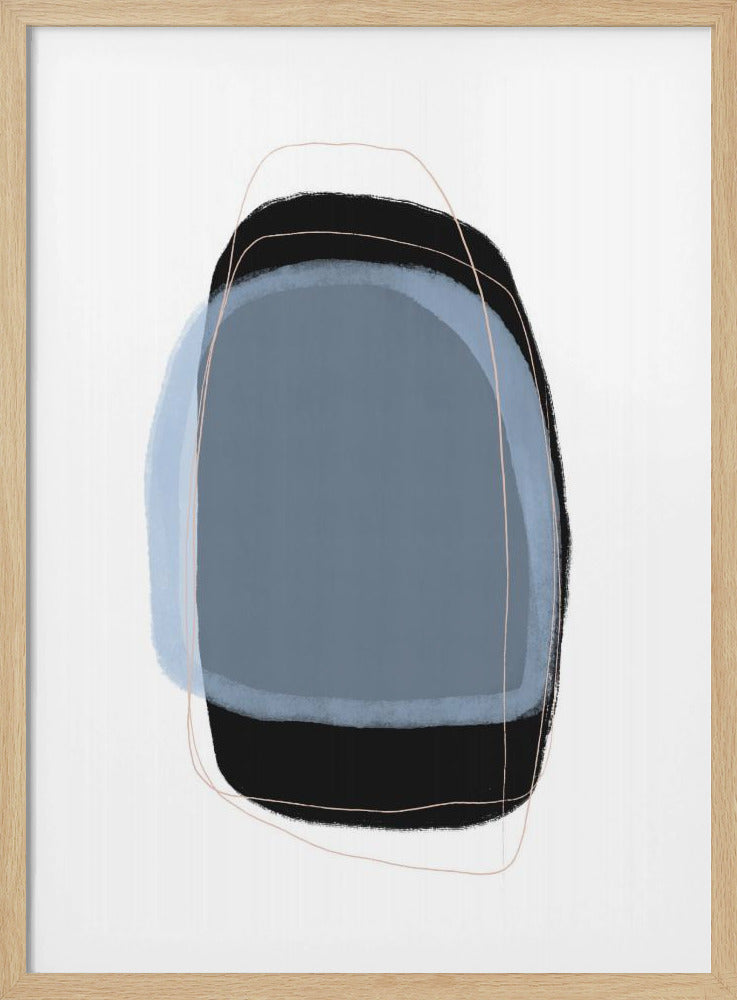 Geometrische vormen in gedempte blauw- en zwarttinten | Poster