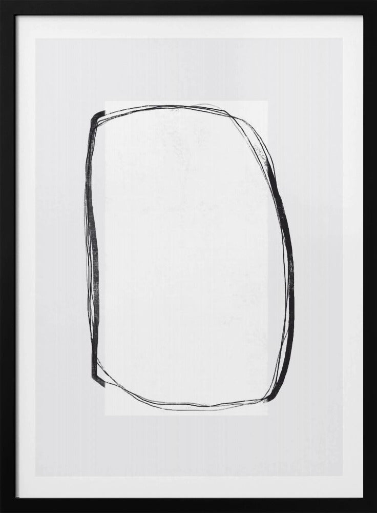 Abstracte zwarte lijnen omlijsten een wit canvas | Poster