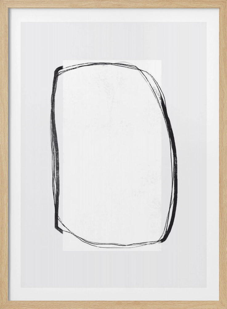 Abstracte zwarte lijnen omlijsten een wit canvas | Poster