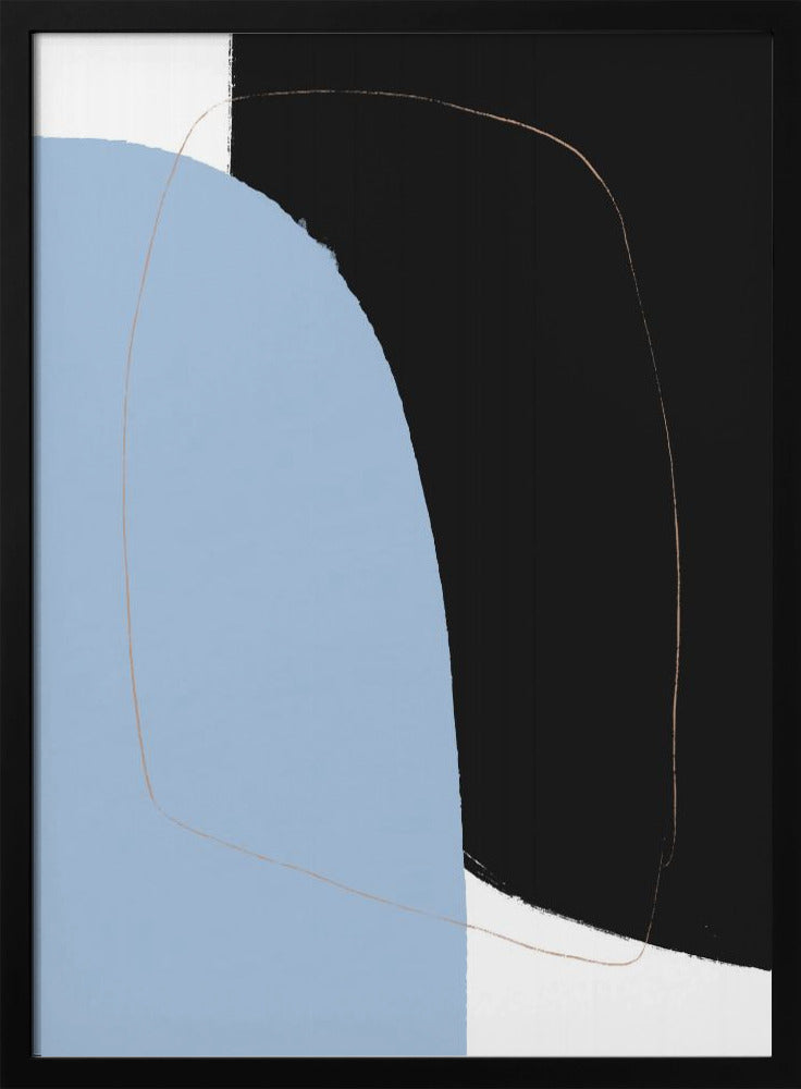 Overlappende zwarte en blauwe vormen | Poster