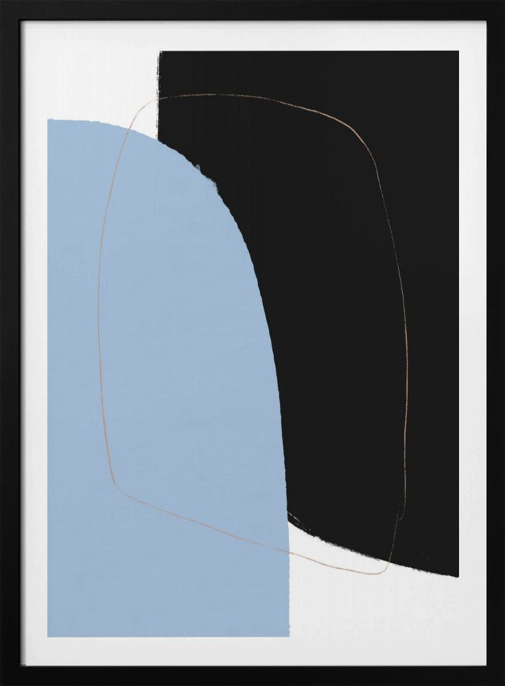 Overlappende zwarte en blauwe vormen | Poster