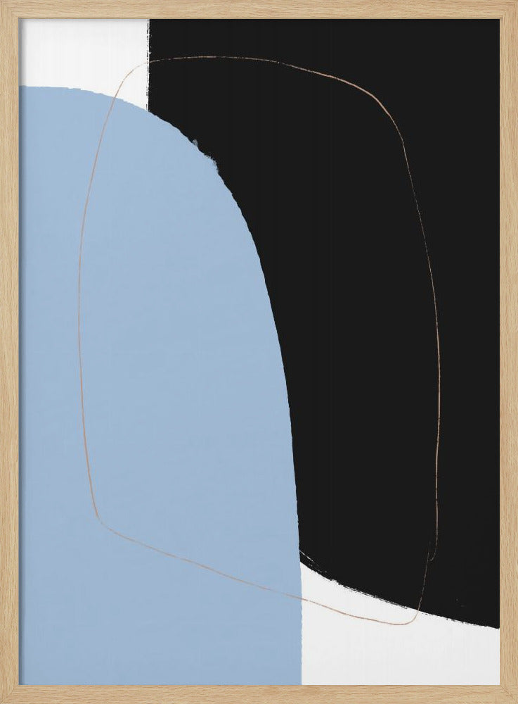 Overlappende zwarte en blauwe vormen | Poster
