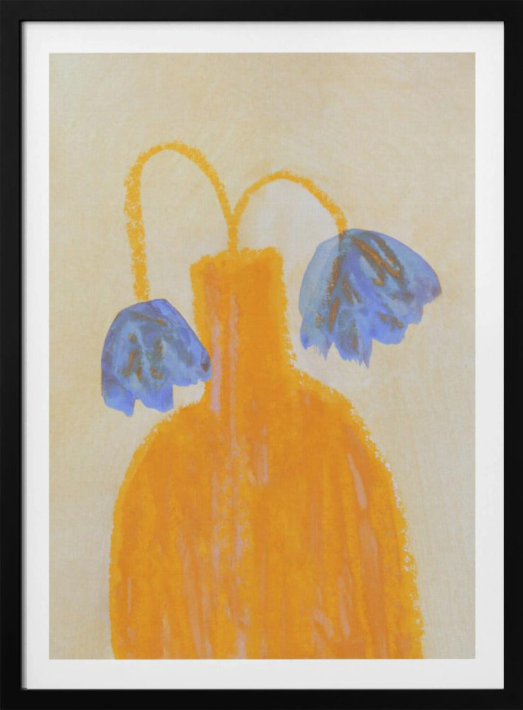 Stilleven met vaas en twee bloemen | Poster