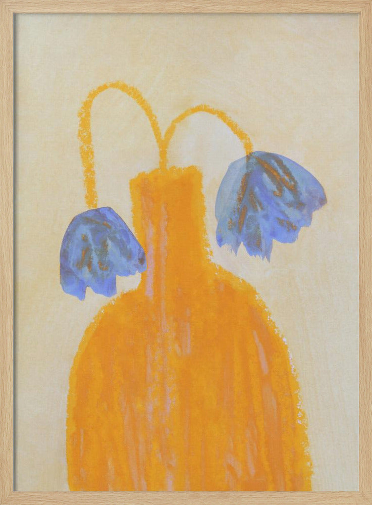 Stilleven met vaas en twee bloemen | Poster