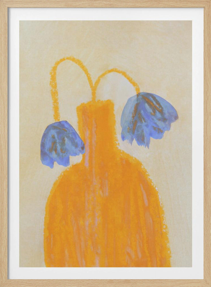 Stilleven met vaas en twee bloemen | Poster