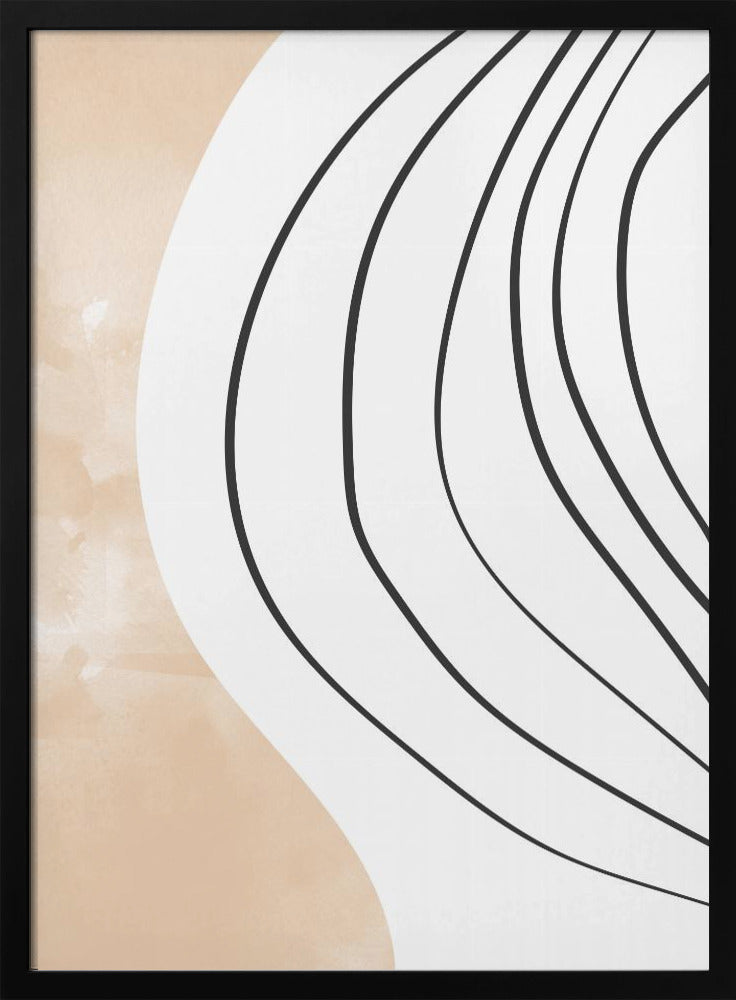Beige Zwarte Lijnkunst | Poster