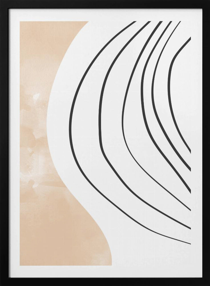 Beige Zwarte Lijnkunst | Poster