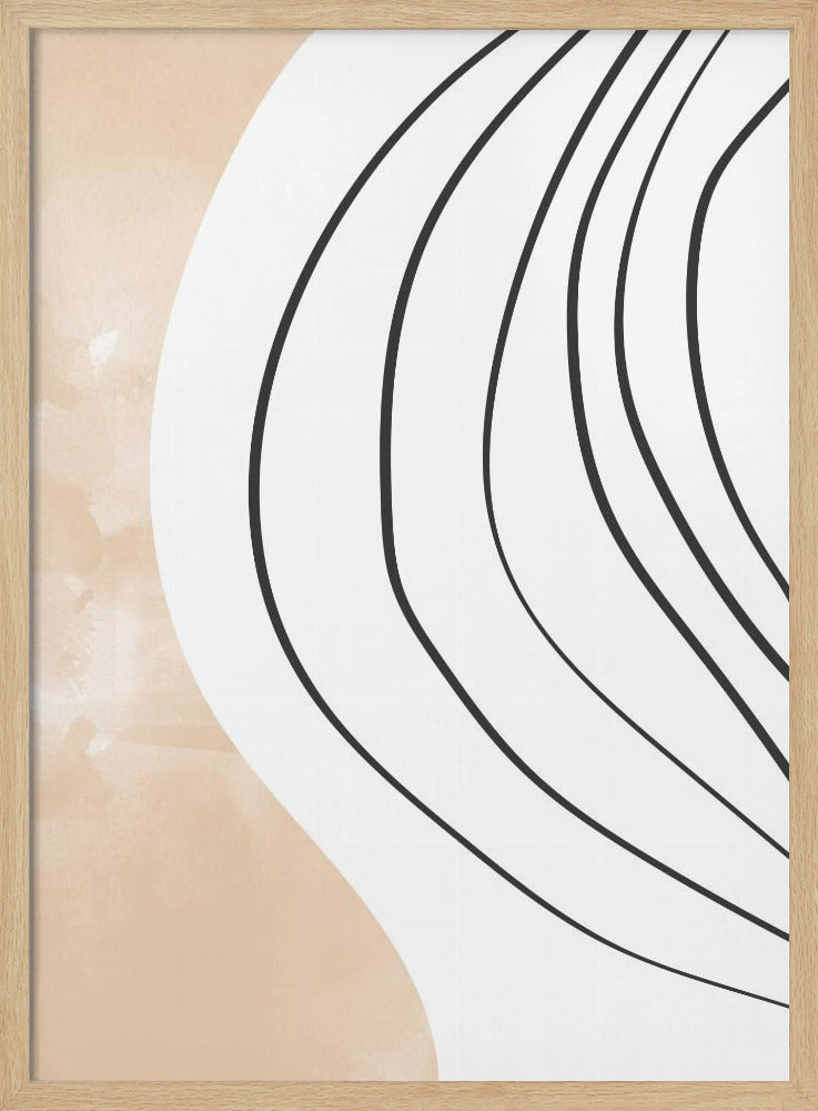 Beige Zwarte Lijnkunst | Poster
