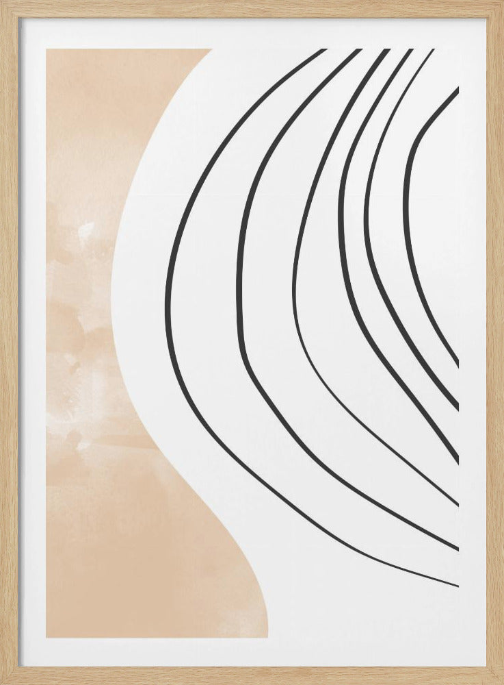 Beige Zwarte Lijnkunst | Poster