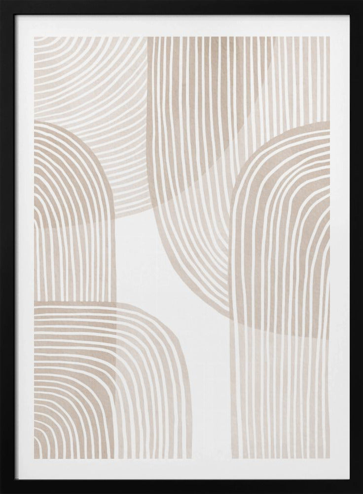 Abstracte beige lijnkunst | Poster