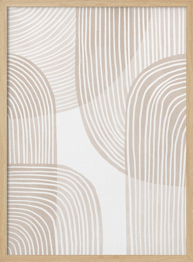 Abstracte beige lijnkunst | Poster
