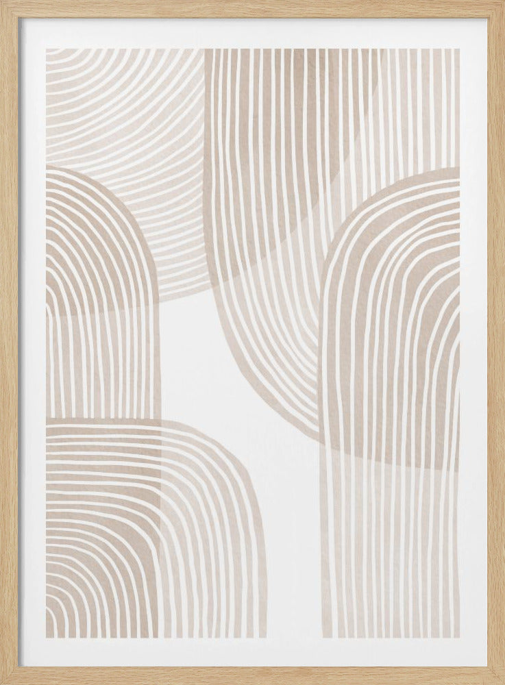 Abstracte beige lijnkunst | Poster