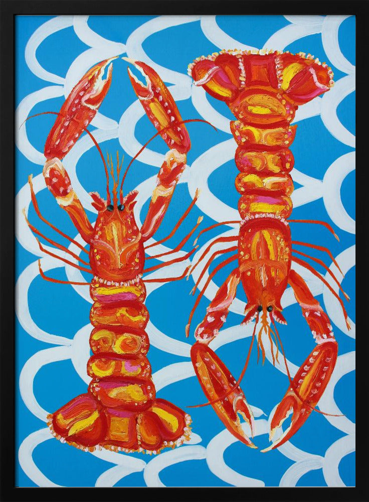 Langoustines op blauw | Poster