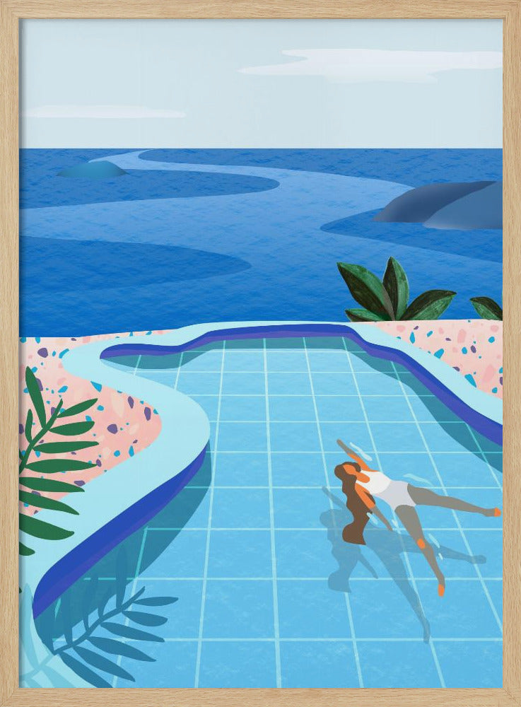 Meisje in zwembad | Poster