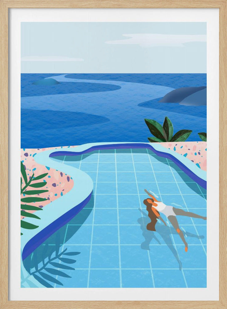 Meisje in zwembad | Poster