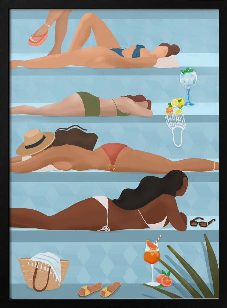 Dames bij het zwembad | Poster