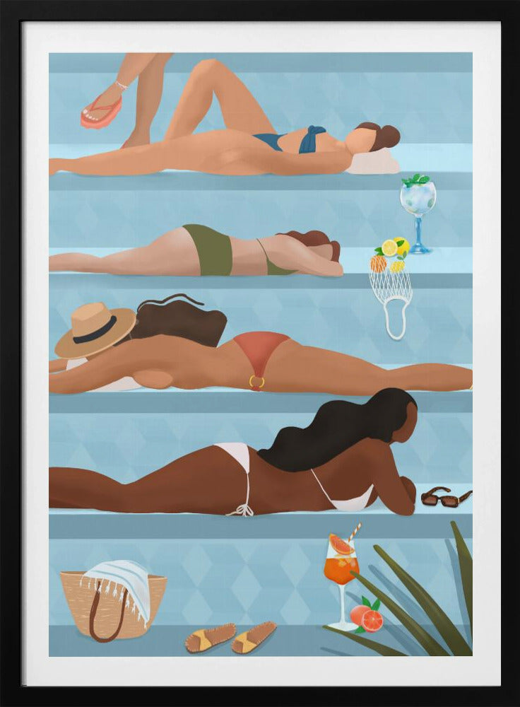 Dames bij het zwembad | Poster