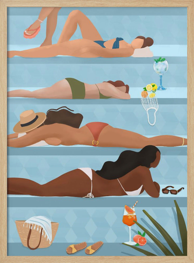 Dames bij het zwembad | Poster