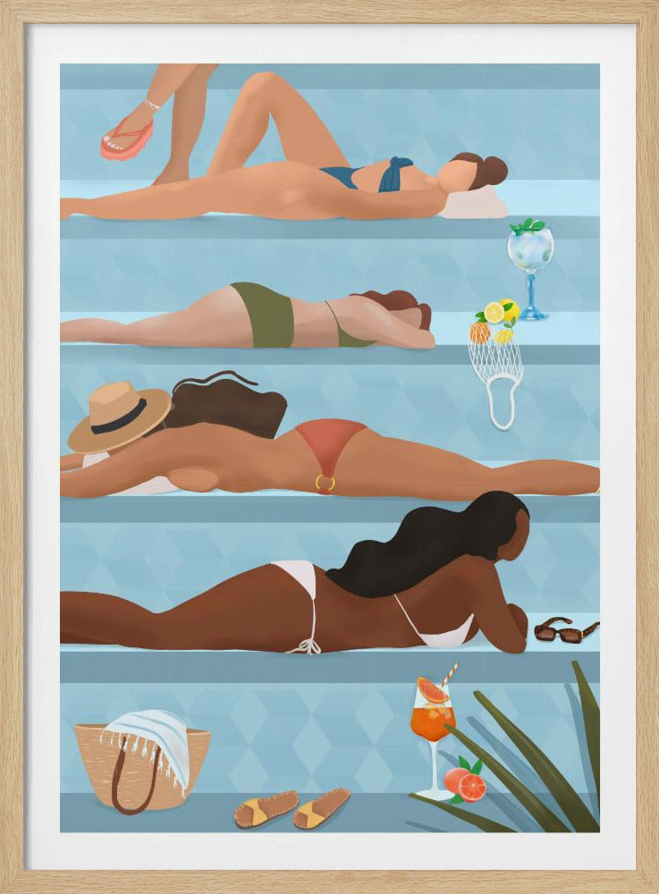 Dames bij het zwembad | Poster