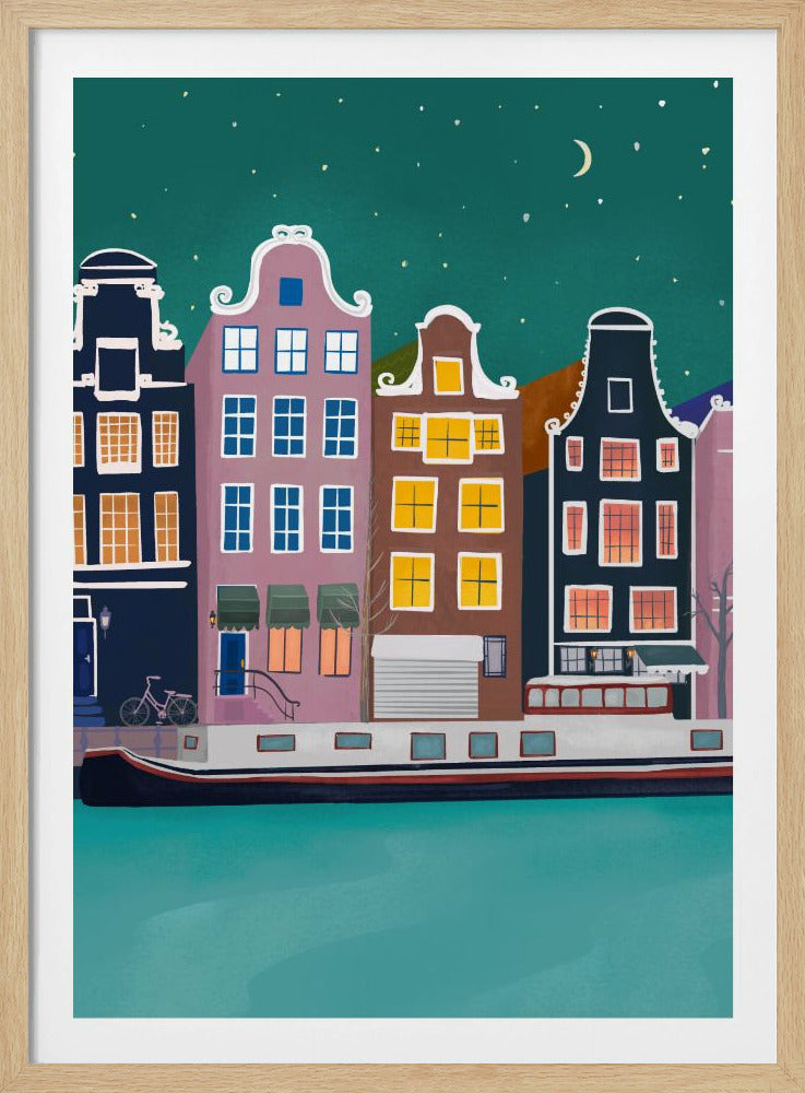 Amsterdam bij nacht | Poster