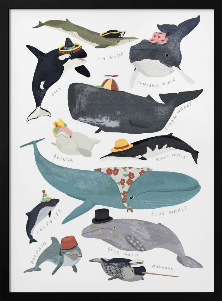 Walvissen in hoeden | Poster