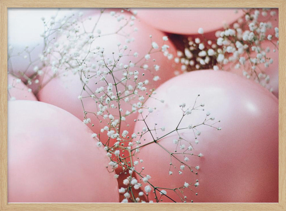 Roze ballonnen met bloem | Poster
