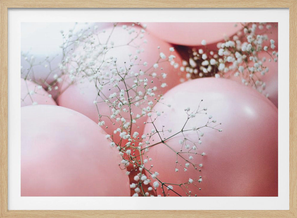 Roze ballonnen met bloem | Poster
