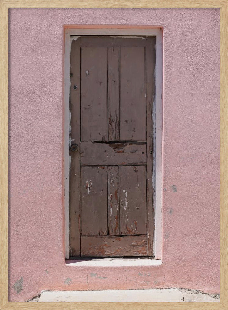 Verweerde roze deur | Poster