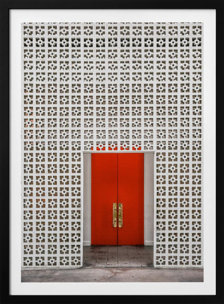 Levendige oranje deur | Poster