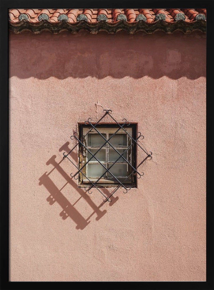 Rustieke roze muur met een vintage raam | Poster