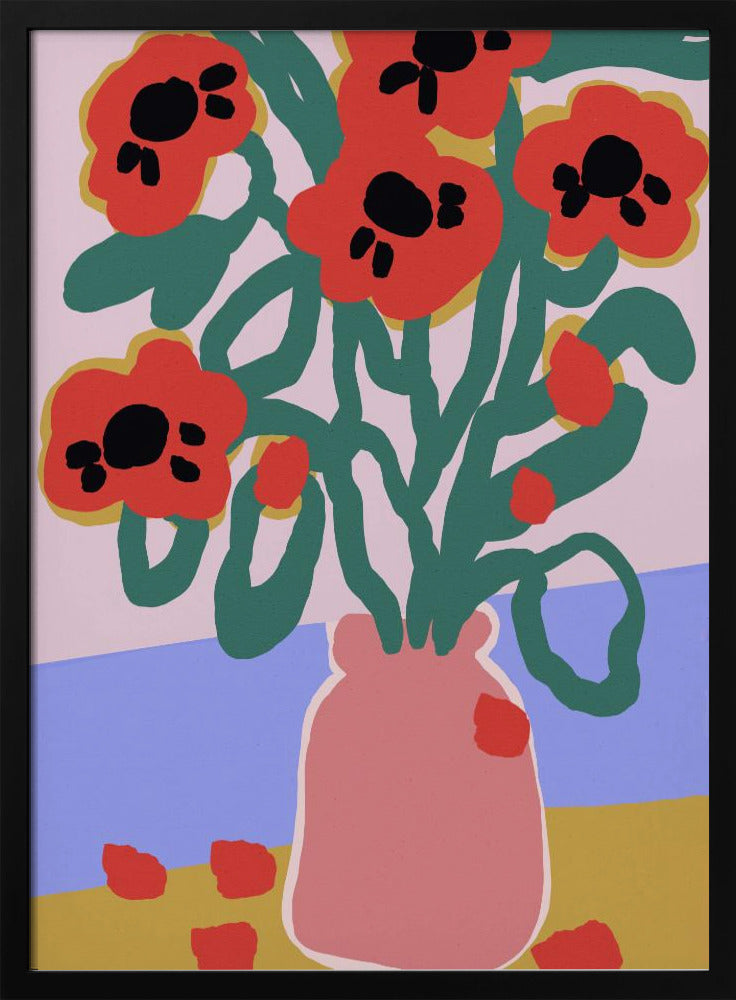 Vaas met opvallende bloemen | Poster