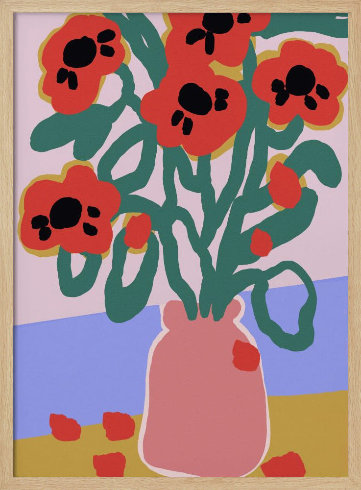 Vaas met opvallende bloemen | Poster