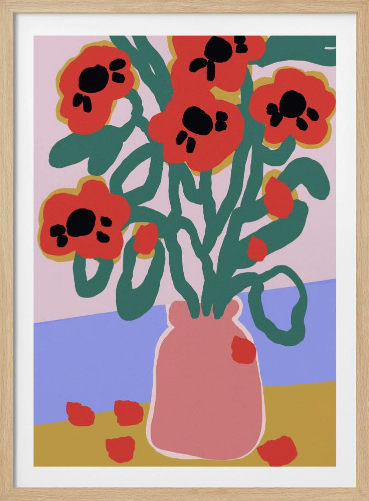 Vaas met opvallende bloemen | Poster