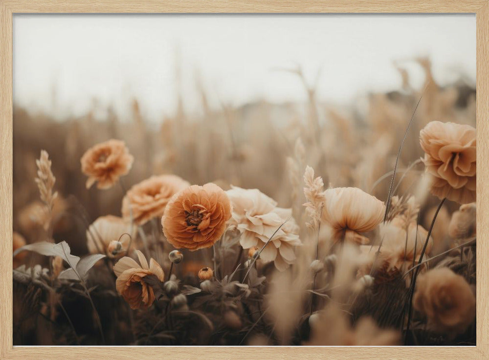 Bloemblaadjes in sepia | Poster