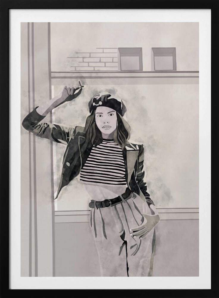 Rokende vrouw 4x5 print door Bohonewart | Poster