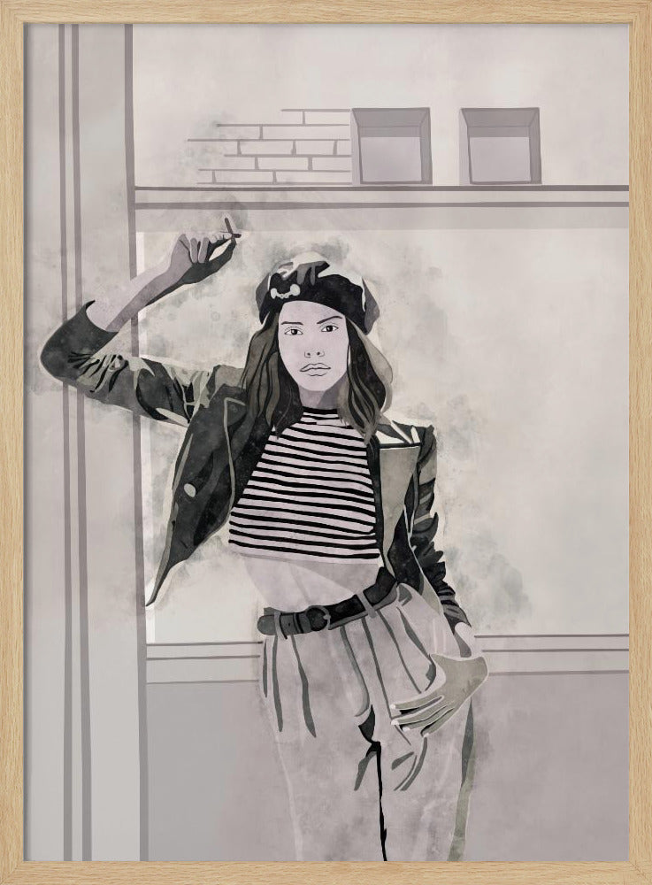 Rokende vrouw 4x5 print door Bohonewart | Poster
