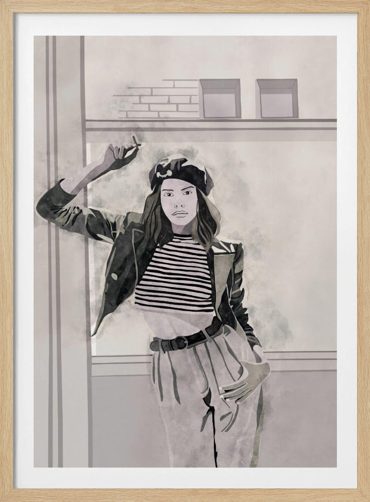 Rokende vrouw 4x5 print door Bohonewart | Poster