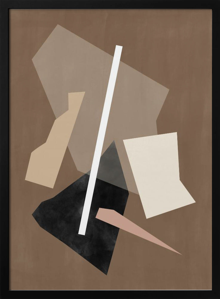 Schilderij met bruine papiersneden | Poster