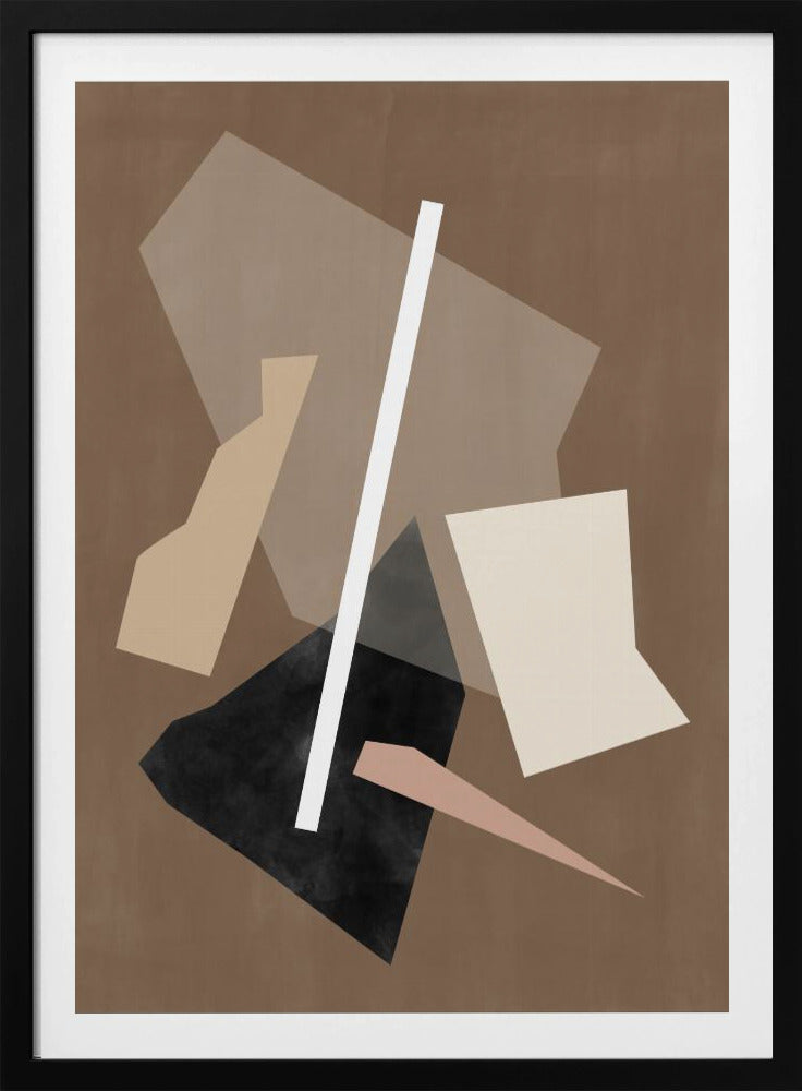 Schilderij met bruine papiersneden | Poster
