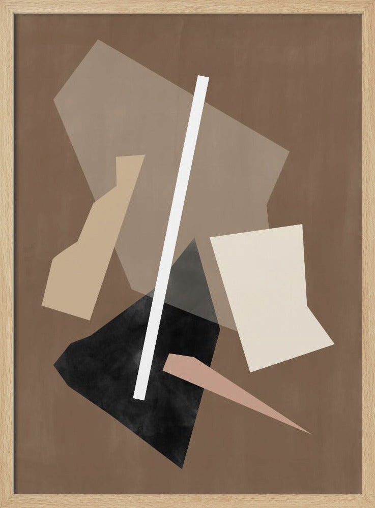 Schilderij met bruine papiersneden | Poster