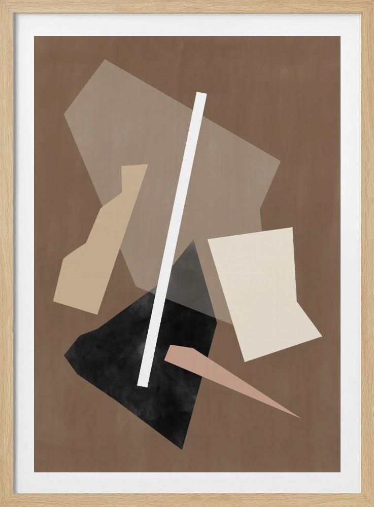 Schilderij met bruine papiersneden | Poster