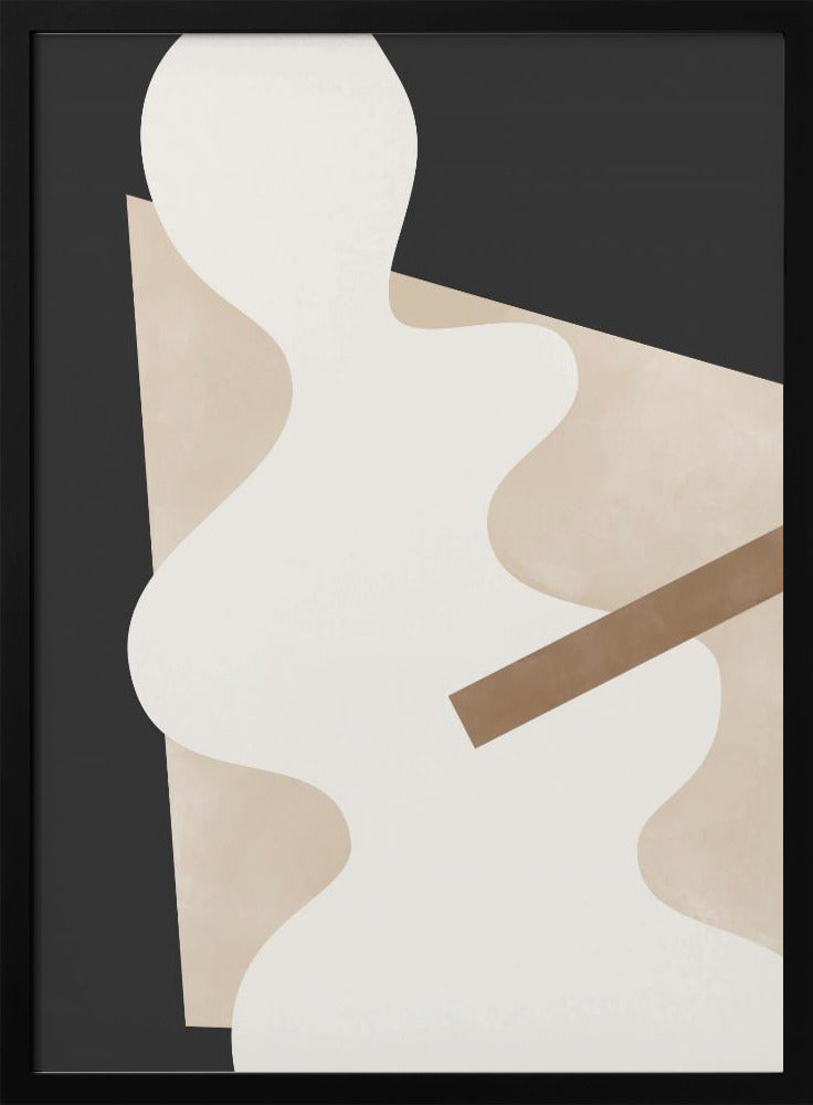 Beige grafische curven kunst | poster